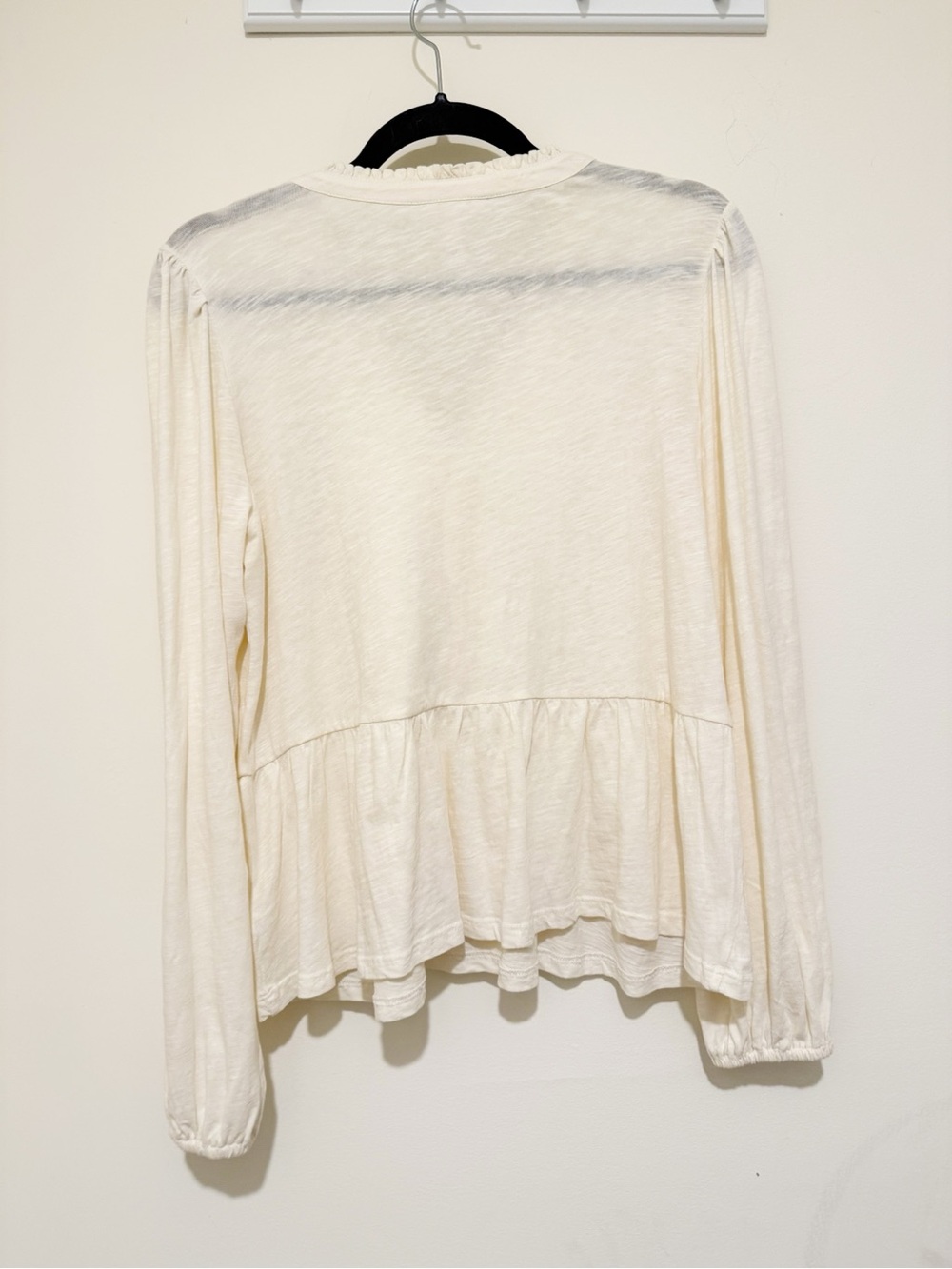 Lucky Brand Cream Long-Sleeve Button Peplum Blouse - Picture 3 of 3
